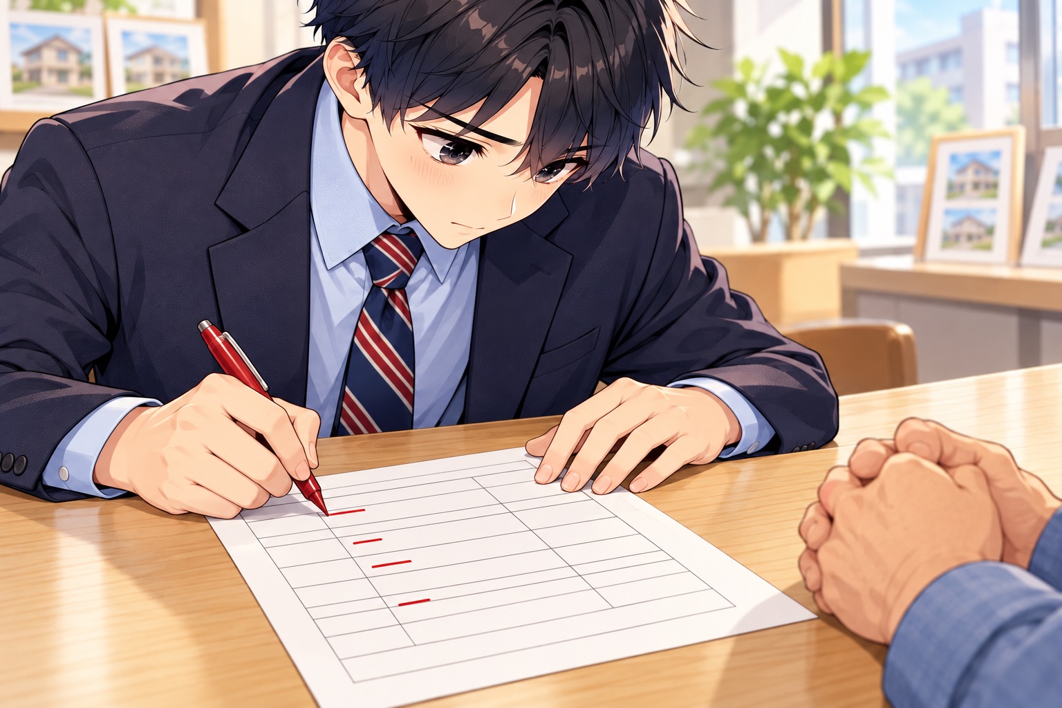 請求書を、一行ずつ赤ペンで