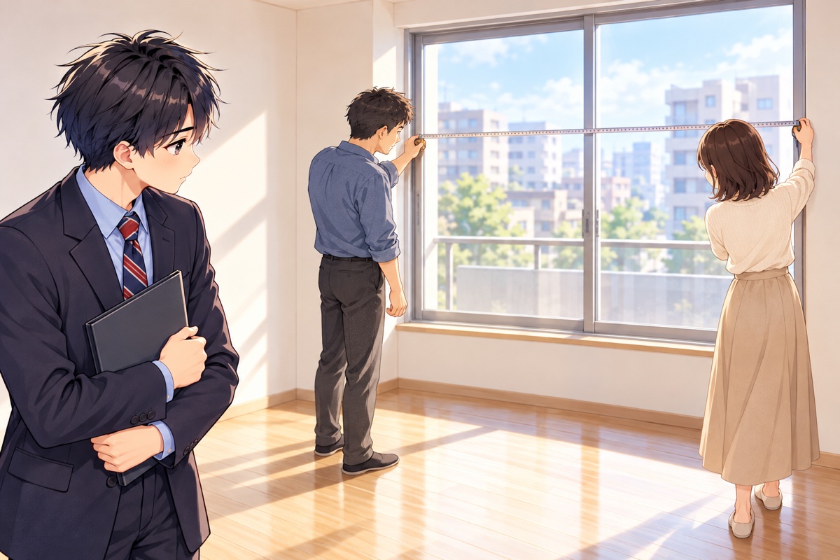 言葉の少ない二人と、窓の幅を測るメジャー